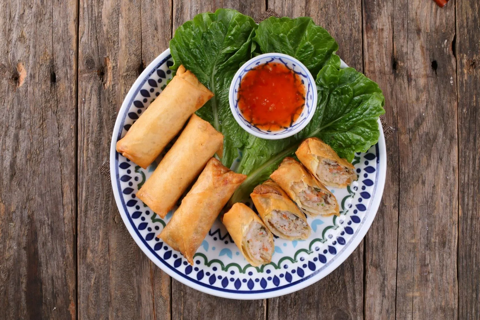 Vietnamese spring rolls with sweet chili sauce at Phorainbow, a Vietnamese Restaurant in Brooklyn
