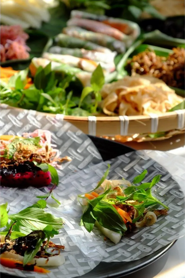 Assorted Vietnamese appetizer platter at Phorainbow, a Vietnamese Restaurant in Brooklyn